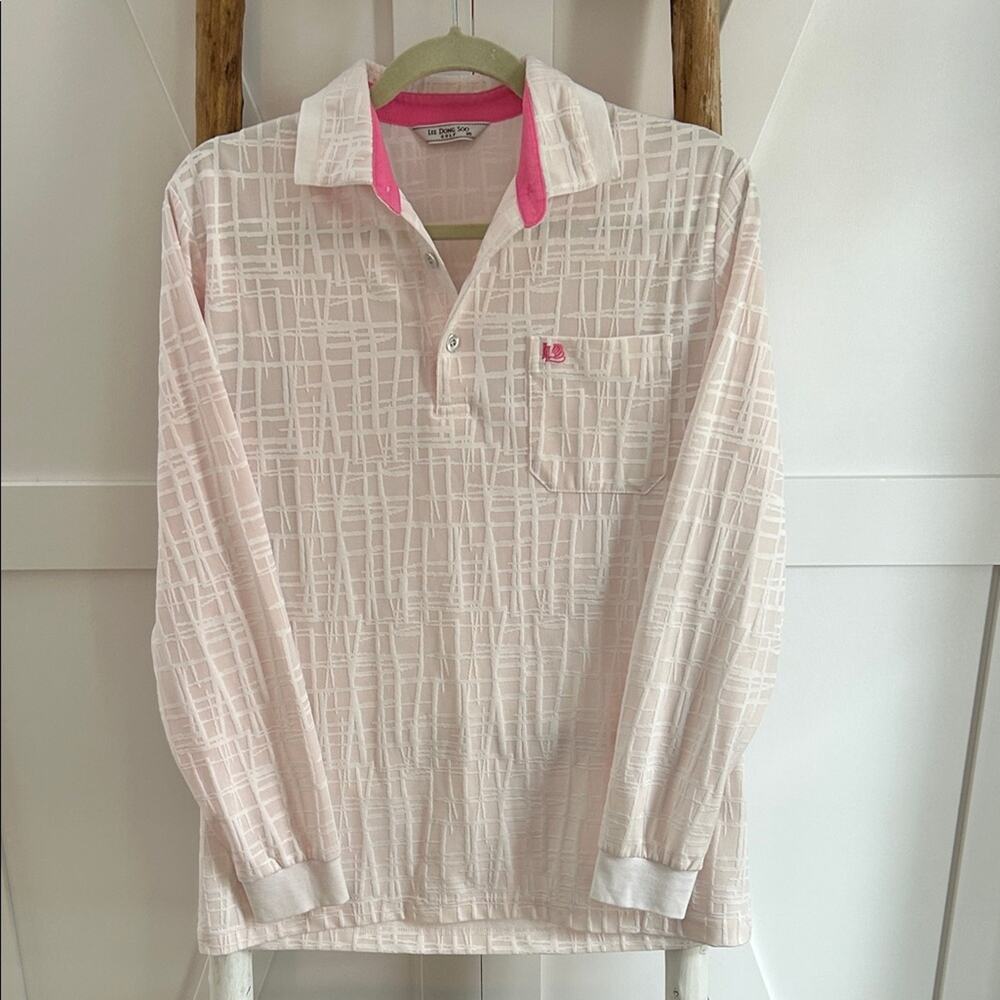 Lee Dong Soo RARE Pink and White Golf Quarter Zip. Gorgeous Texture and color.